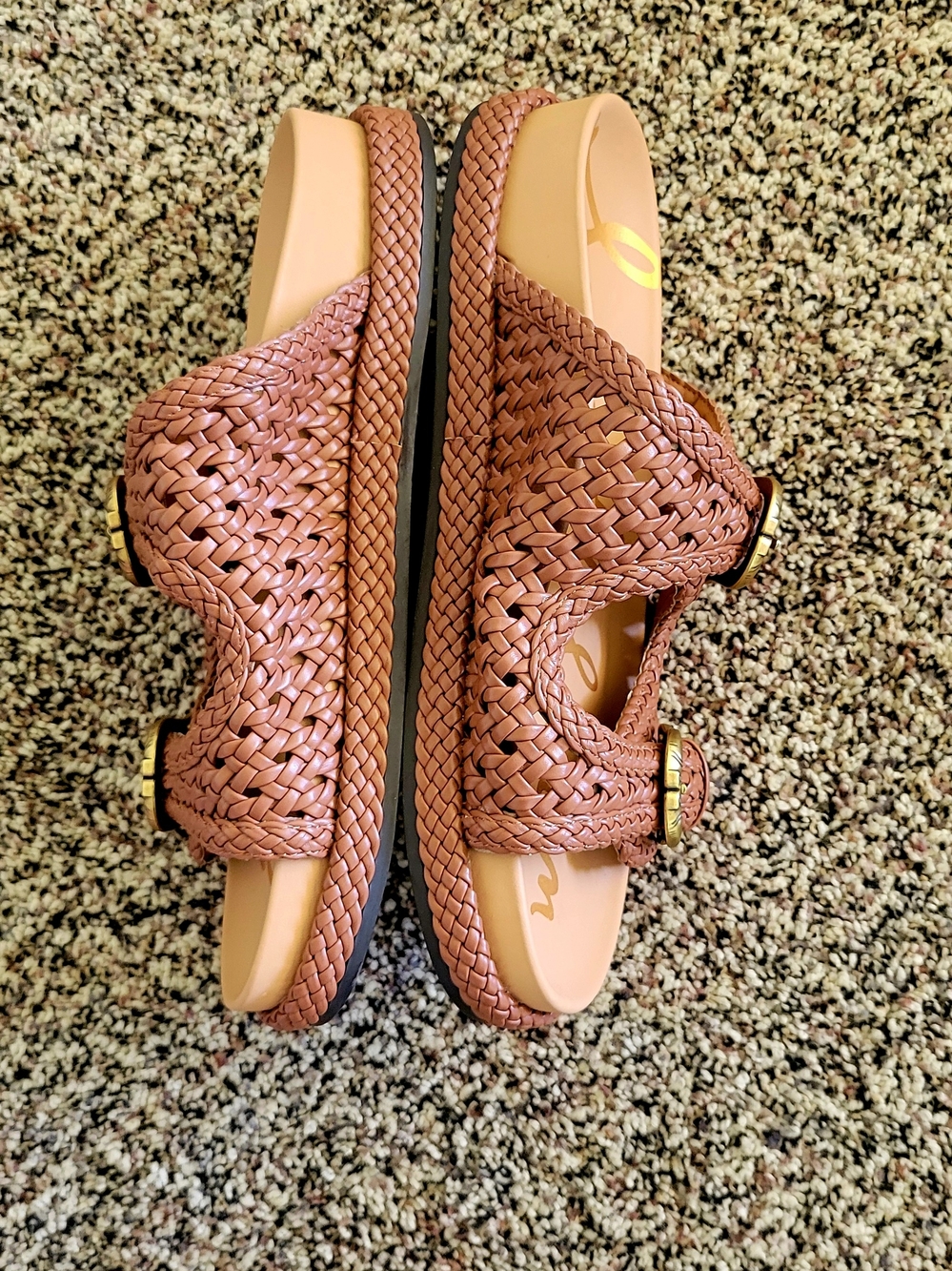 Sam Edelman Women’s Woven Buckle Slide Sandals in Brown - Picture 2 of 4